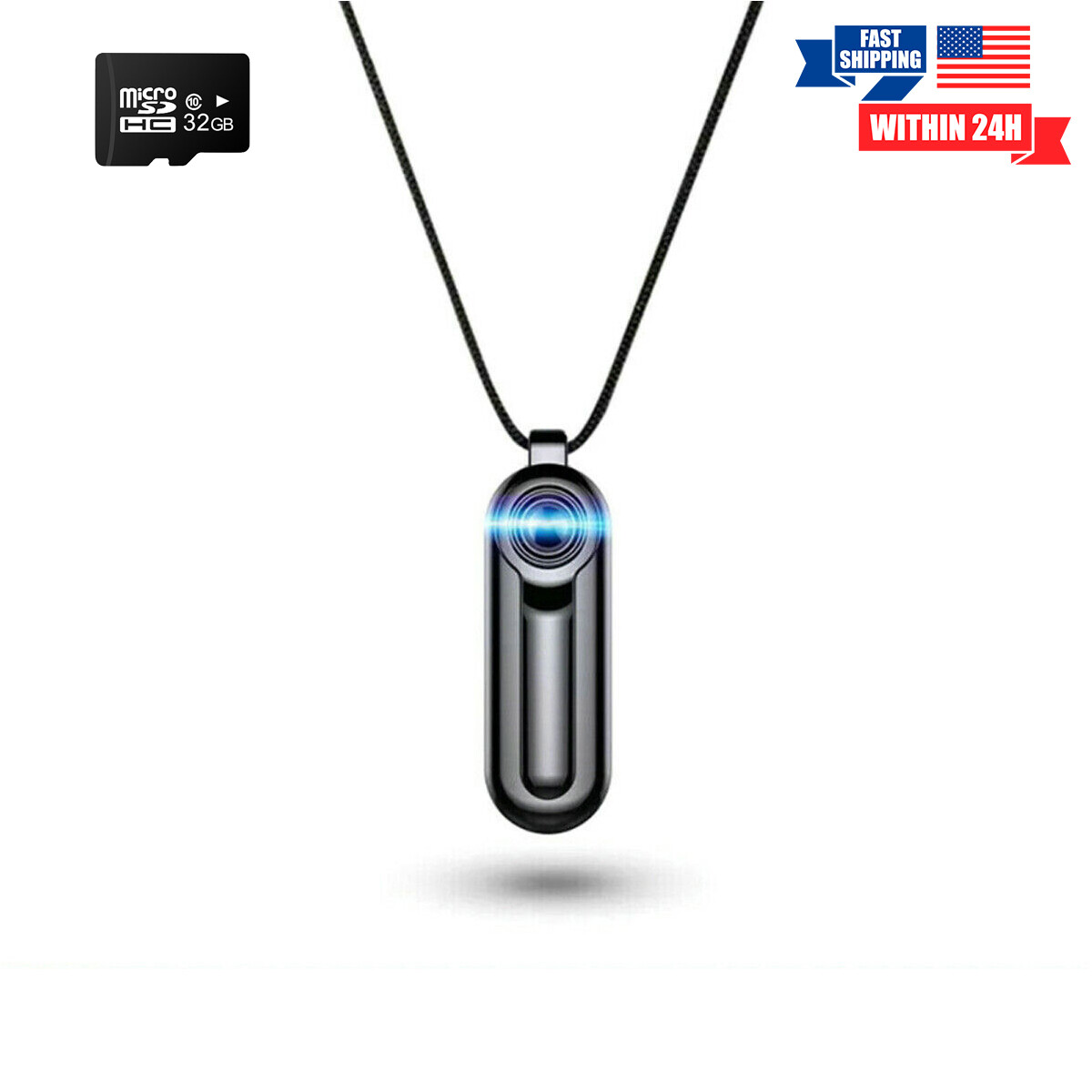 Mini Hidden Wearable Camera HD 1080P Small Video Voice Recorder Spy Necklace Cam