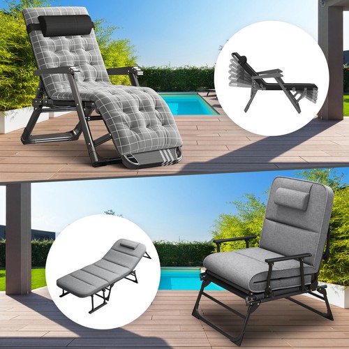 Patio Lounge Chair Chaise Bed Adjustable Beach Reclining Pos