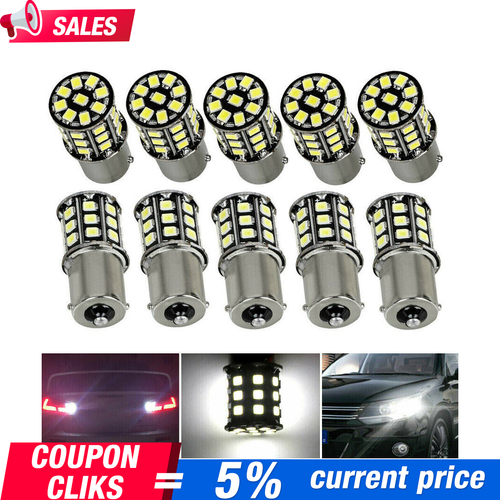 10x Super Bright White 1156 RV Trailer 33 SMD Car LED 1141 Interior Light Bulbs