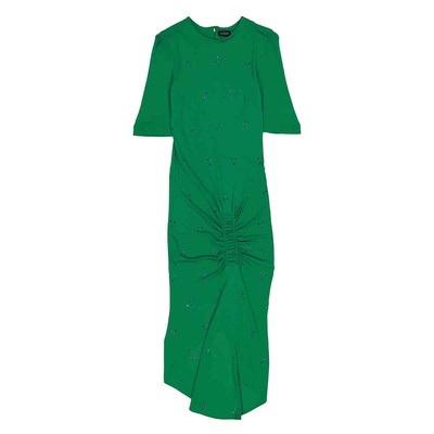 Pre-owned Atlein Ladies Gather Front Midi Dress In Green