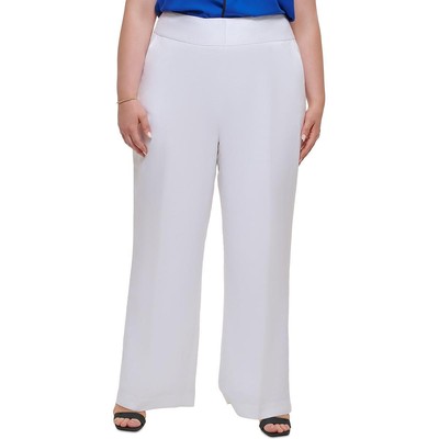 

Calvin Klein Womens High Rise Широкие брюки из смеси льна плюс BHFO 8698, Белый