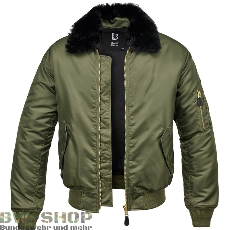 Brandit Us Fliegerjacke Ma2 Mit Fellkragen Army Jacke Pilotenjacke Bomberjacke