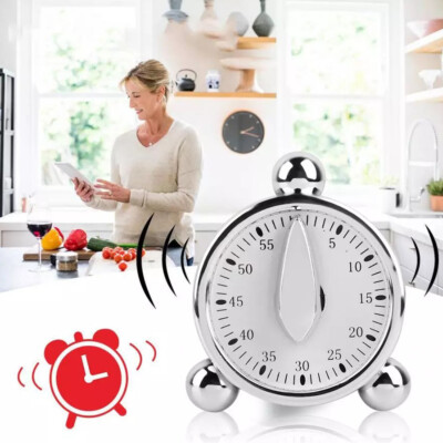 60 Minutes Kitchen Mechanical Timer Baking Cooking Reminder Loud Alarm Clock~