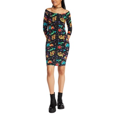 

Женское платье-футляр до колена с открытыми плечами с принтом Betsey Johnson BHFO 2399, Tattoo