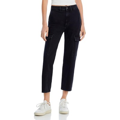 7 For All Mankind Womens Logan Black High Rise Denim Cargo Jeans 26 BHFO 5039