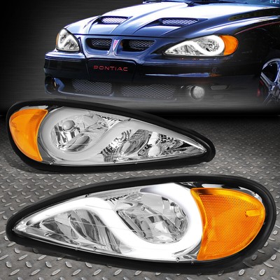 [LED DRL] ДЛЯ PONTIAC GRAND AM 1999-2005 ГОДОВ ВЫПУСКА, ХРОМИРОВАННЫЙ КОРПУС, БОКОВАЯ ФАРА/ФОНАРЬ ЯНТАРНОГО ЦВЕТА