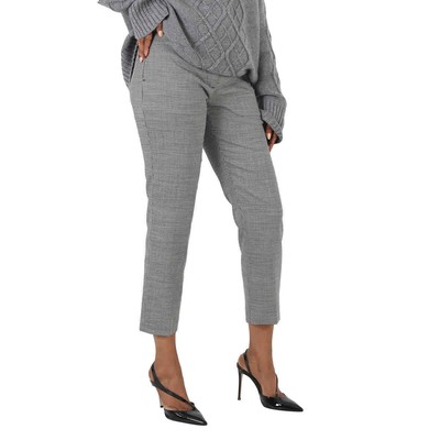 Pre-owned Burberry Check Cropped Tailored Trousers In Black