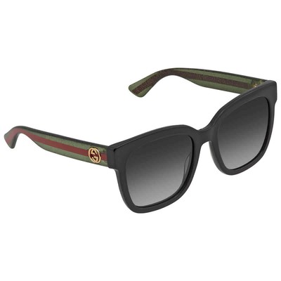 Pre-owned Gucci Grey Gradient Square Ladies Sunglasses Gg0034sn 002 54 Gg0034sn 002 54 In Gray