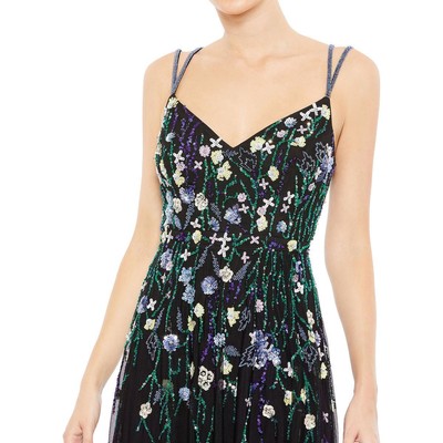 Pre-owned Mac Duggal Womens Embellished Formal Evening Dress Gown Bhfo 2750 In Black