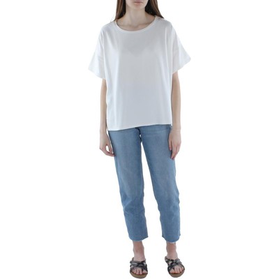 Женская белая вязаная футболка Eileen Fisher с круглым вырезом, топ XL, BHFO 0409