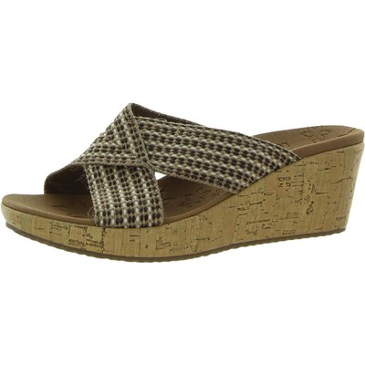 

Женские коричневые нарядные босоножки на танкетке Skechers, ширина 8 (C,D,W) BHFO 6811, Natural