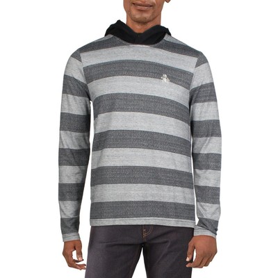 

Мужская темно-синяя футболка в полоску с капюшоном Original Penguin  BHFO 8271, Dark sapphire, OPKF1105OP
