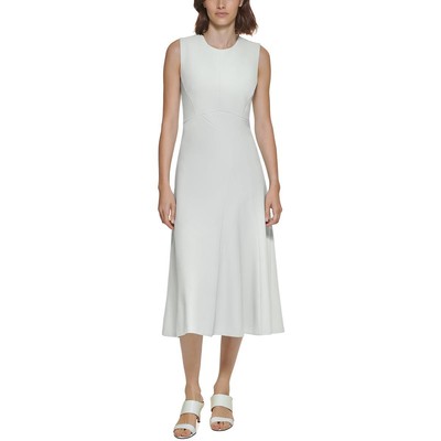 Женское повседневное платье миди со швами из крепа цвета слоновой кости Calvin Klein 6 BHFO 8950