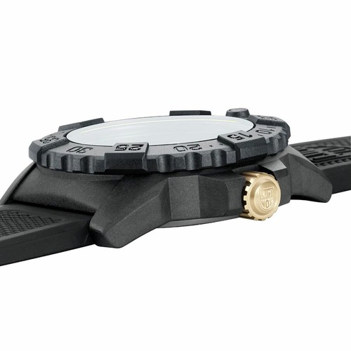 Pre-owned Luminox Men's Watch Navy Seal Quartz Black Steel Case Rubber Strap 3508.gold