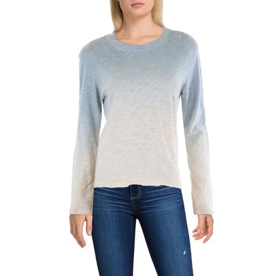 Женская верхняя рубашка-пуловер ATM Womens Blue Cotton Ombre с потертым подолом, M BHFO 9456