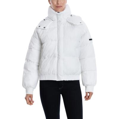 

Женское стеганое зимнее пуховое пальто Lucky Brand с воротником-стойкой, Белый, U421238FNR