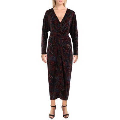 Женское длинное дневное платье макси с красной драпировкой Lauren Ralph Lauren 10 BHFO 5200