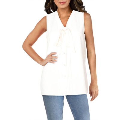 Женская блузка-рубашка без рукавов на пуговицах цвета слоновой кости Anne Klein 10 BHFO 7030