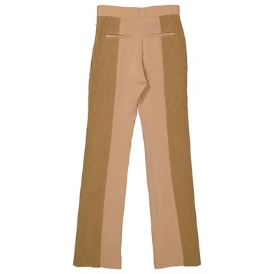 Pre-owned Burberry Ladies Soft Fawn Wide Leg Smart Trousers In Check Description