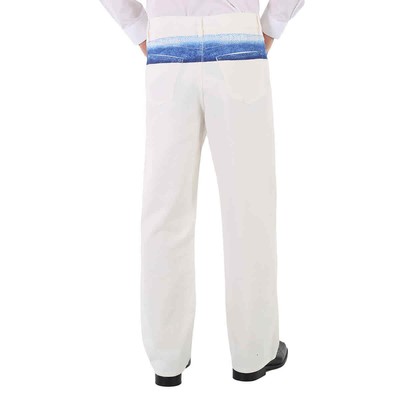 BURBERRY BURBERRY MEN'S WHITE MERMAID TAIL PRINTED COTTON-DENIM JEANS