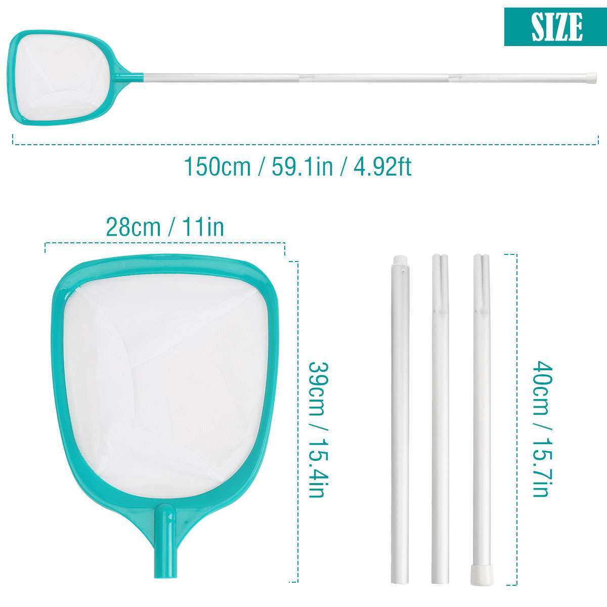 Heavy Duty Pool Skimmer Leaf Rake Net Cleaning Swimming Pool Fine Mesh Netting