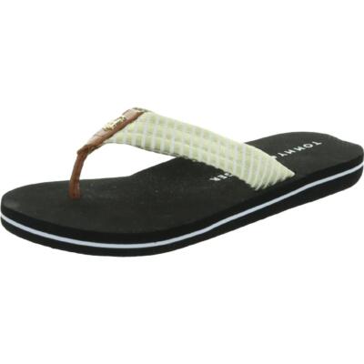 

Женские шлепанцы Tommy Hilfiger Crafty Gold 6, средние (B,M) BHFO 9853, Gold/white stripe