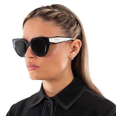 Pre-owned Prada Grey Cat Eye Ladies Sunglasses Pr 14ws 09q5s0 52 Pr 14ws 09q5s0 52 In Gray