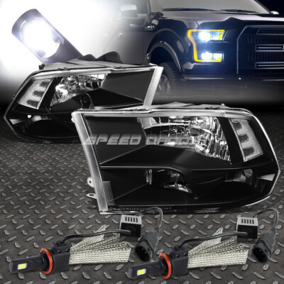 ЧЕРНАЯ ЧЕТЫРЕХЪЯДЕРНАЯ ФАРА + ПРОЗРАЧНЫЙ УГОЛ + БЕЛАЯ СВЕТОДИОДНАЯ СИСТЕМА 6000K ДЛЯ 09-17 RAM DS DJ D2