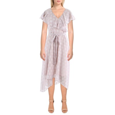 

Женское розовое платье миди цвета металлик с рюшами Julia Jordan  BHFO 3877, Blush