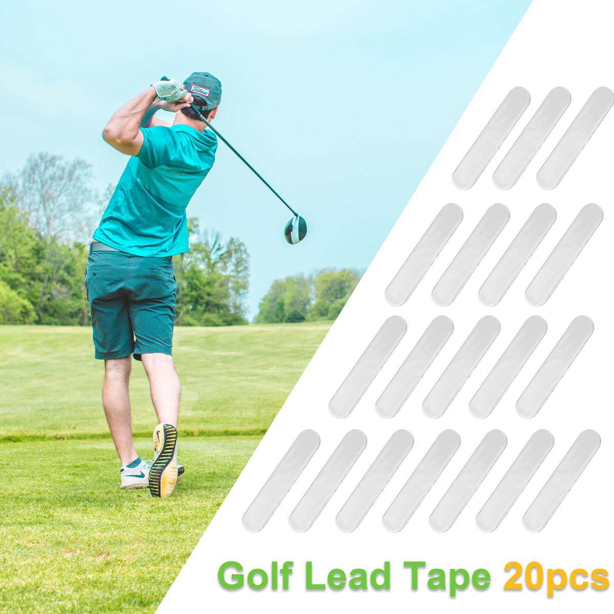 20Pcs Golf Lead Tape to Add Swing Weight for Golf Club Tennis Racket Iron Putter