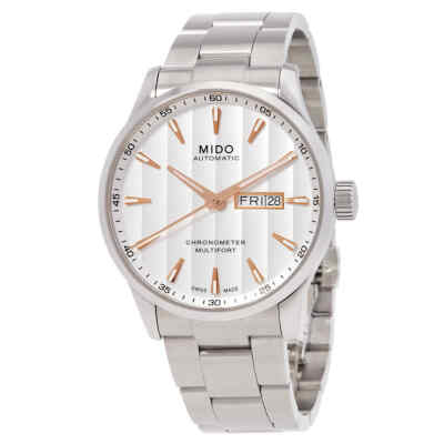 Мужские часы Mido Multifort с хронометром и автоматическим белым циферблатом M0384311103101