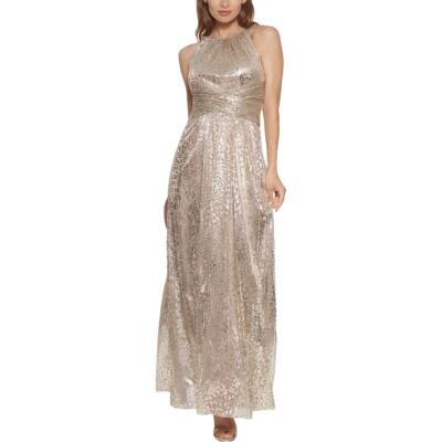 

Женское вечернее платье Eliza J с эффектом металлик и лямкой на шее BHFO 7370, Champagne