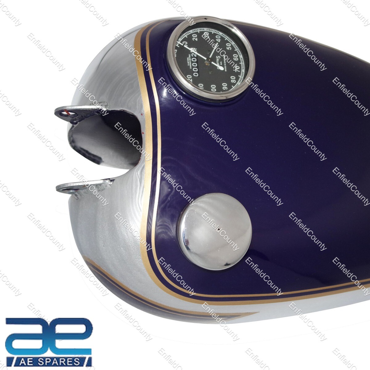 BSA C11 C10 Blue Chrome Petrol Fuel Tank With Speedometer , Cap & Tap
