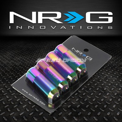 4X NRG T-6061 АЛЮМИНИЕВОЕ УДЛИНЕННОЕ КОЛЕСО С 12-ДЮЙМОВЫМ ВЫСТУПОМ M12x1,25 ГАЙКАМИ LOCK NEO CHROME