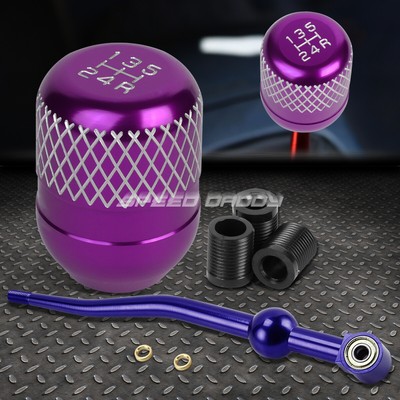 КОРОТКИЙ ПЕРЕКЛЮЧАТЕЛЬ ПЕРЕДАЧ ИЗ СИНЕГО АЛЮМИНИЯ С ДВОЙНЫМ ИЗГИБОМ + ФИОЛЕТОВАЯ 5-СТУПЕНЧАТАЯ РУЧКА С СЕТКОЙ ДЛЯ EK/ EJ/ EG/DC