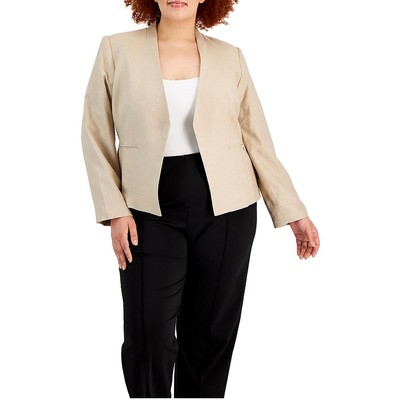 Женский бежевый офисный блейзер Calvin Klein с открытой передней частью Plus 18W BHFO 2595