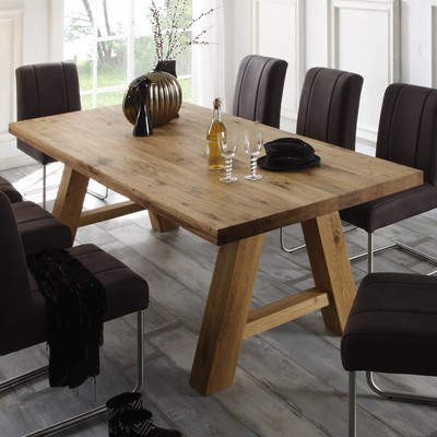 Esstisch Lynn 220x100 cm Esszimmertisch Tisch aus Massivholz Balkeneiche geölt