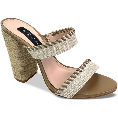 

Aqua Womens Woven Tan Woven Slip On Heels Shoes 7.5 Medium (B,M) BHFO 7169, Woven