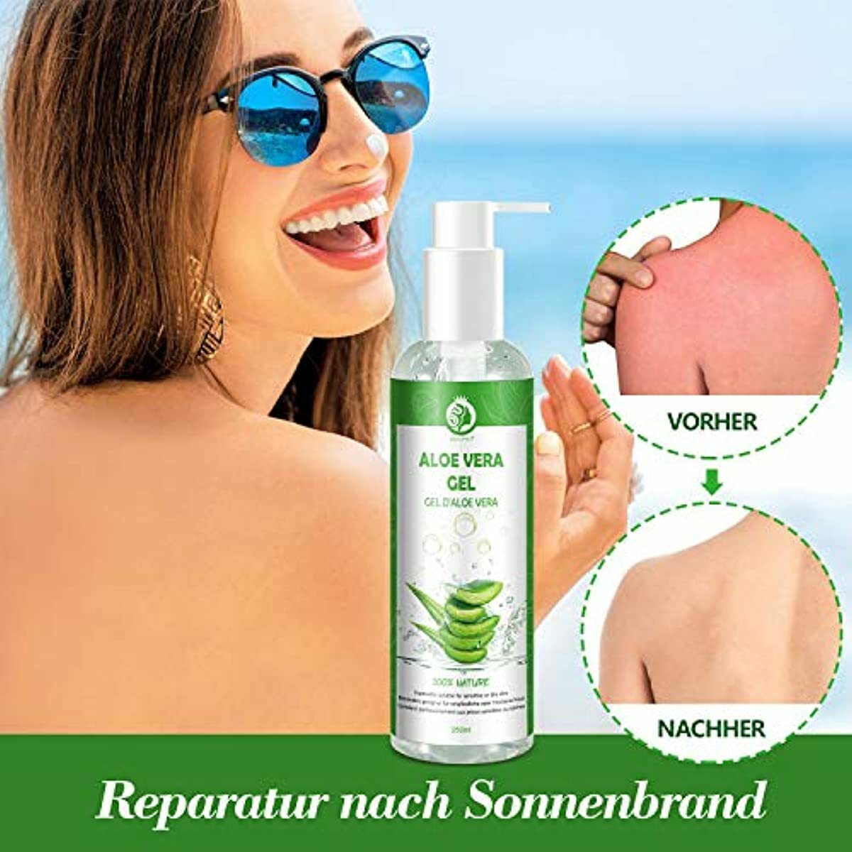 Aloe Vera Gel 100% Pur - für Gesicht, Haare und Körper ...