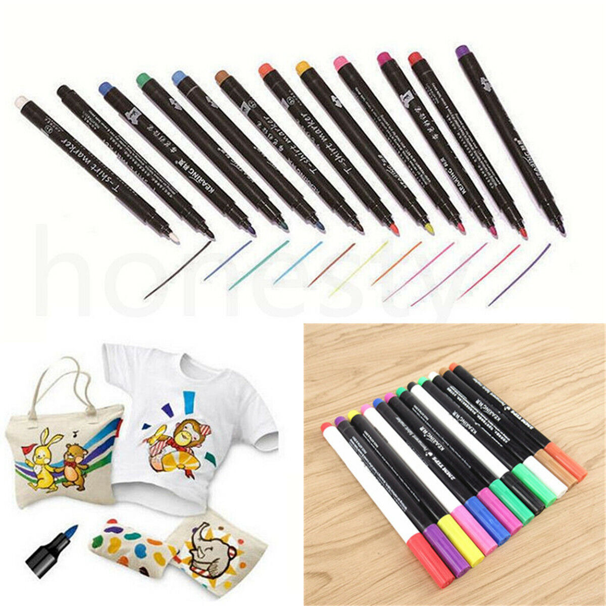 T-Shirt Permanent Fabric Paint Marker Pen Textile Clothes Shoes DIY 13 Colors