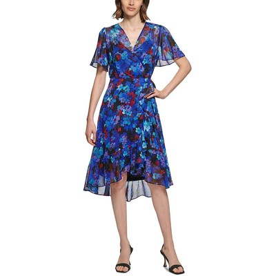 Женское синее платье с запахом из искусственной кожи Calvin Klein, длинное платье с запахом для особых случаев, 2 BHFO 0359