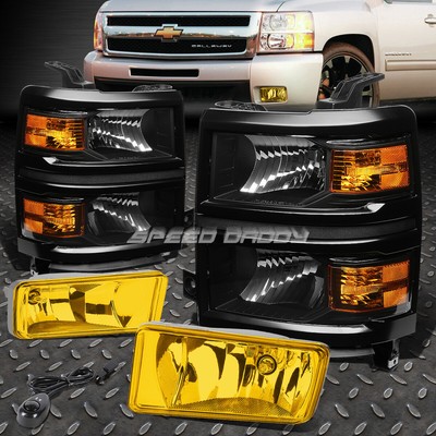 ЧЕРНЫЙ КОРПУС ФАРЫ С ЯНТАРНЫМ УГЛОВЫМ СИГНАЛОМ + ЯНТАРНАЯ ПРОТИВОТУМАННАЯ ФАРА ДЛЯ 14-15 SILVERADO