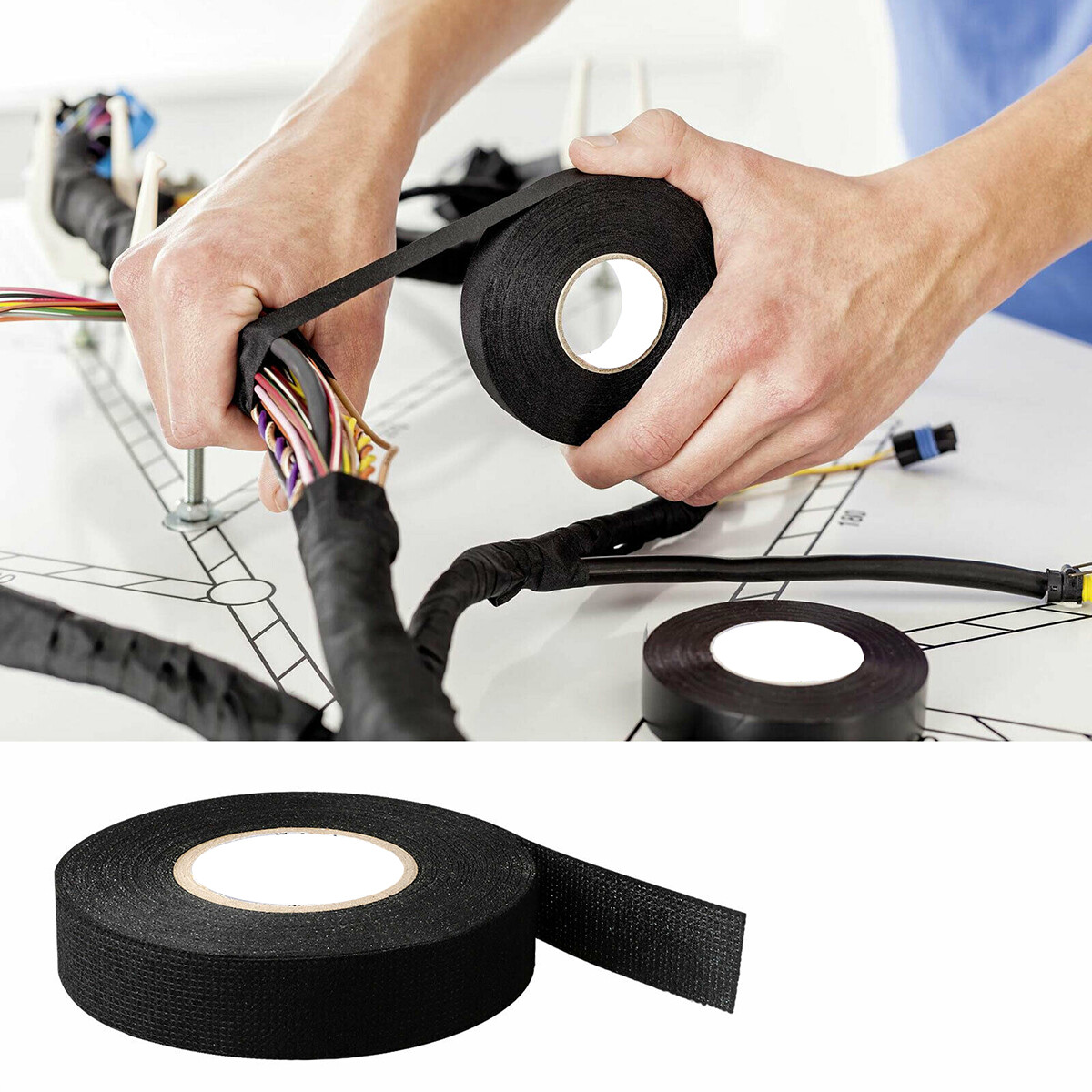 4 Rolls 15M Heat-resistant Flame Retardant Tape Wire Harness Cloth Tape For Auto