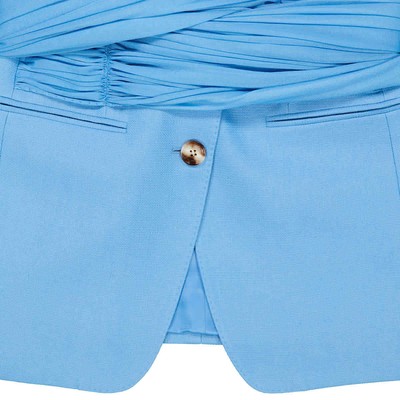 Pre-owned Burberry Ladies Blue Topaz Jersey Sash Detail Wool Ramie Tailored Jacket, Brand