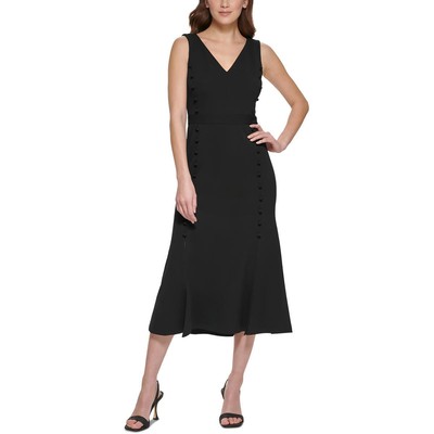 

Calvin Klein Женское черное платье миди без рукавов из телячьей кожи плюс  BHFO 9425, Черный