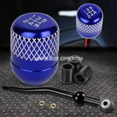 КОРОТКИЙ РЫЧАГ ПЕРЕКЛЮЧЕНИЯ ПЕРЕДАЧ ИЗ ЧЕРНОГО АЛЮМИНИЯ С ДВОЙНЫМ ИЗГИБОМ + СИНЯЯ 5-СТУПЕНЧАТАЯ РУЧКА С СЕТКОЙ ДЛЯ EK/ EJ/ EG/DC