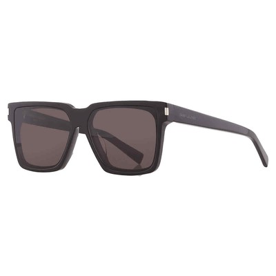 Pre-owned Saint Laurent Black Square Unisex Sunglasses Sl 610/f 001 59 Sl 610/f 001 59
