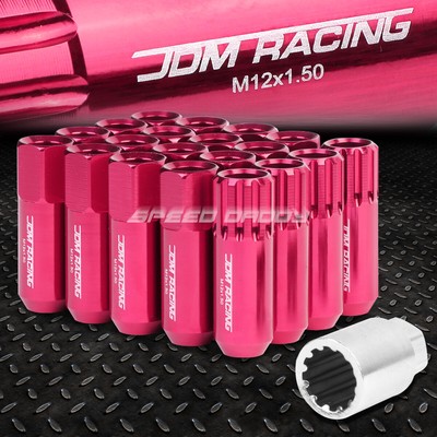 РОЗОВЫЙ АЛЮМИНИЕВЫЙ ШЛИЦ С ОТКРЫТЫМ КОНЦОМ, 16 ВЫСТУПОВ + 4 СТОПОРНЫЕ ГАЙКИ + КЛЮЧ M12X1,5 60 ММ 20 ММ В ДИАМЕТРЕ