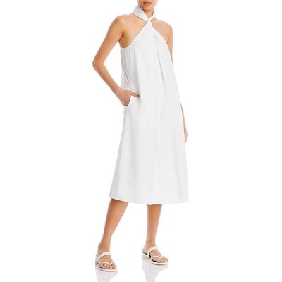 Женское белое миди-платье без рукавов с круглым вырезом и бретелькой на шее Anine Bing, S BHFO 0731