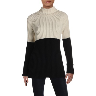 Женская одежда Reunited Clothing Черный-слоновая кость в рубчик с цветным блоком, топ-свитер L BHFO 1162